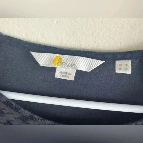 Boden Grace Smocked Jersey Dress Gray and Navy size US 14 Long - Picture 14 of 14